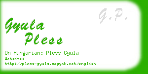 gyula pless business card